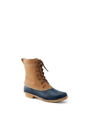 Lands' End Navy and Hazelnut Women's Insulated Duck Boots